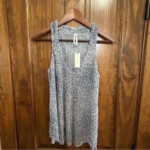 Anthropologie Shiny Silver and Purple Tank V-neck Double Layer Small NWT